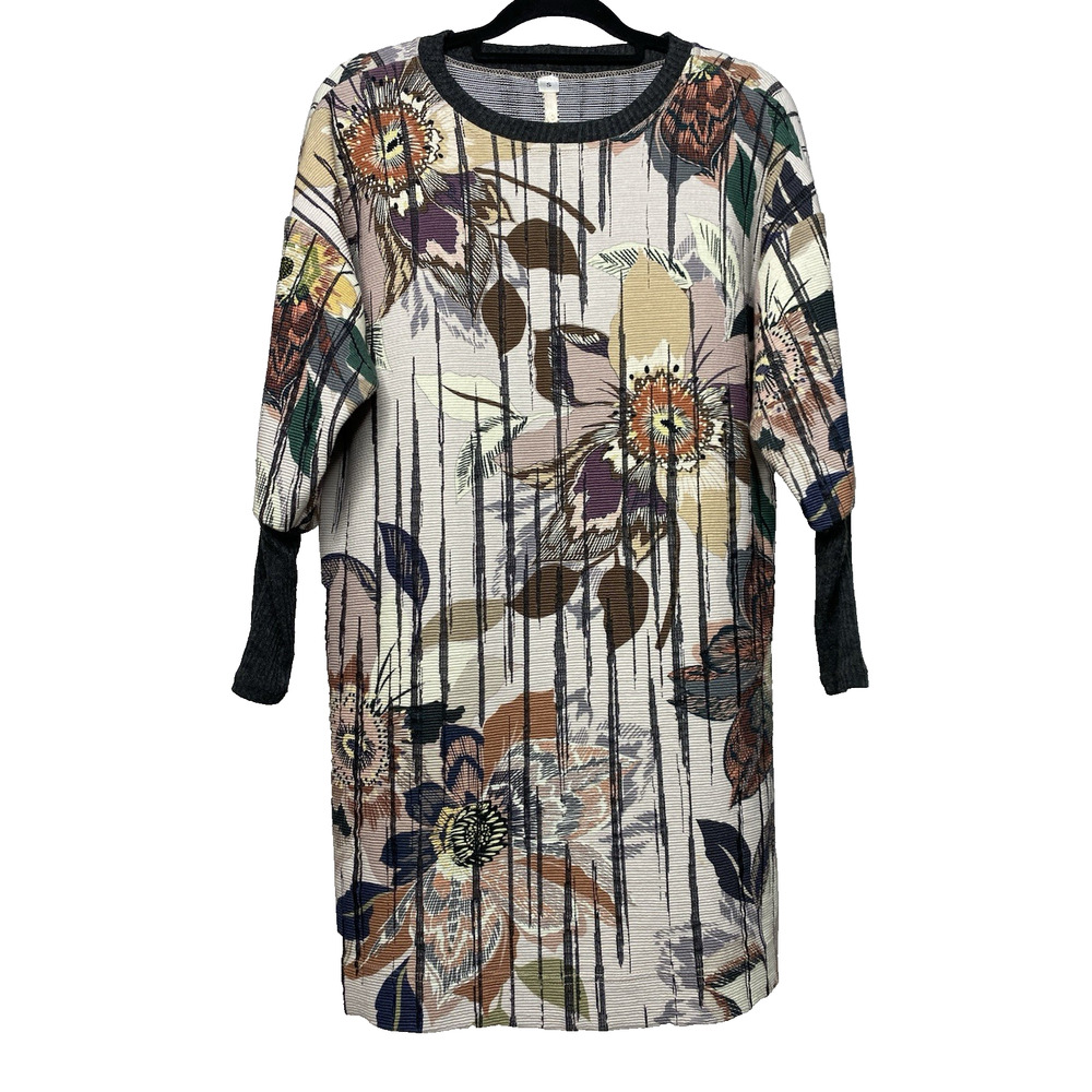 Uncle Frank Women's Small Tunic Dress Long Sleeve Floral Shift Stretch Boho